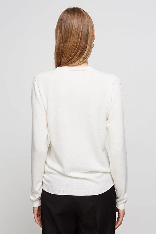 Escorpion CROSSED V-NECK IVORY SWEATER