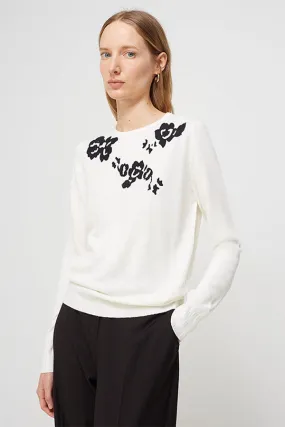 Escorpion FLORAL FLOCKING IVORY CREWNECK SWEATER