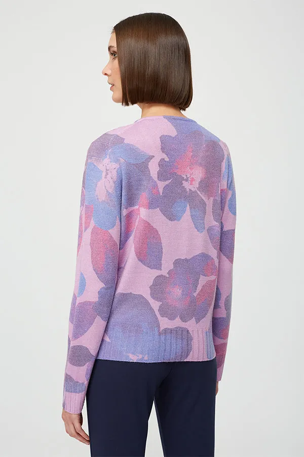 Escorpion LILAC FLORAL PRINT V-NECK SWEATER