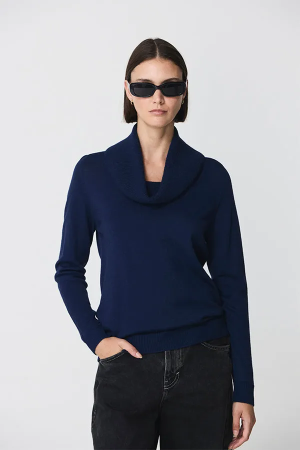 Escorpion NAVY COWL NECK SWEATER