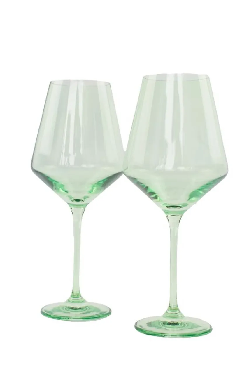 Estelle Colored Stemware Set of 2, Mint Green