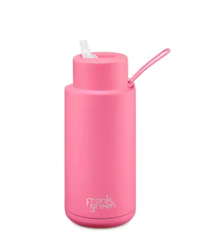 Frank Green 34oz Reusable Ceramic Bottle Neon Pink