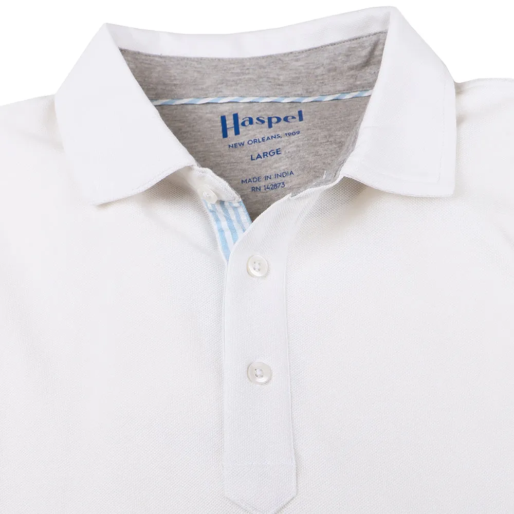 Fulton White Stretch Pique Polo