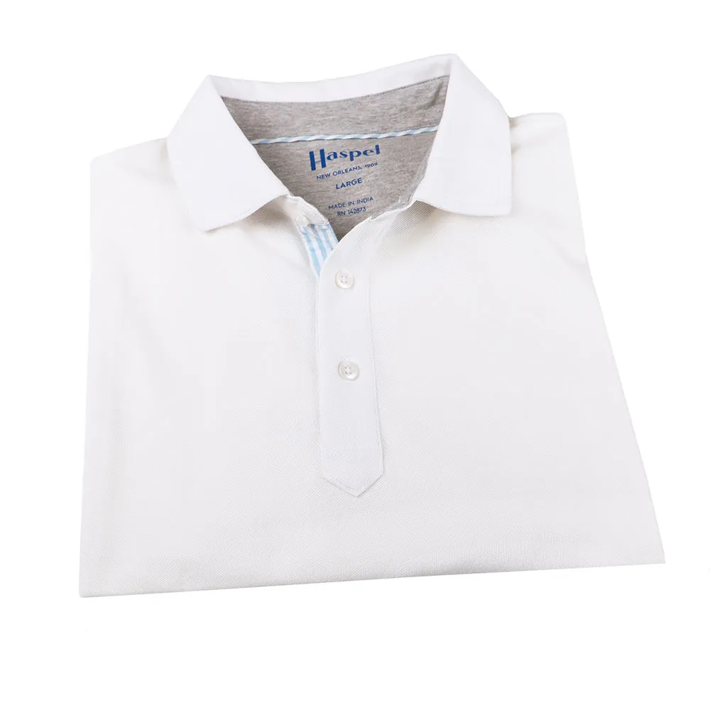 Fulton White Stretch Pique Polo