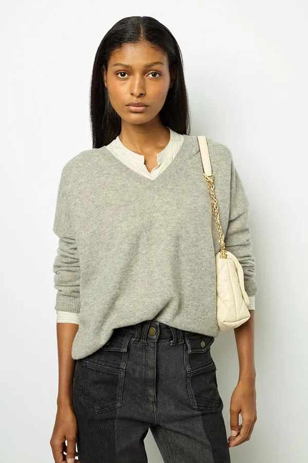 Gerard Darel JANETTE GREY VNECK CASHMERE SWEATER