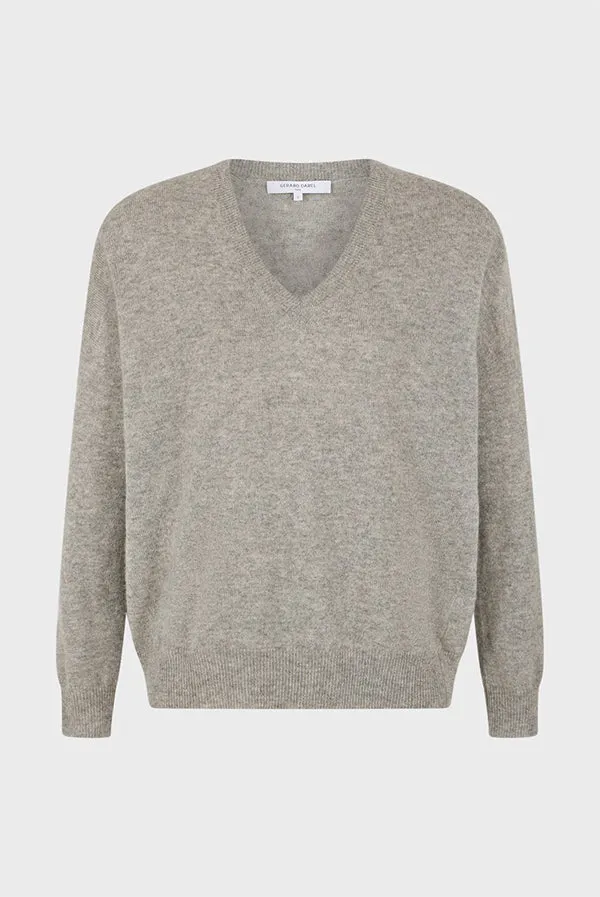 Gerard Darel JANETTE GREY VNECK CASHMERE SWEATER