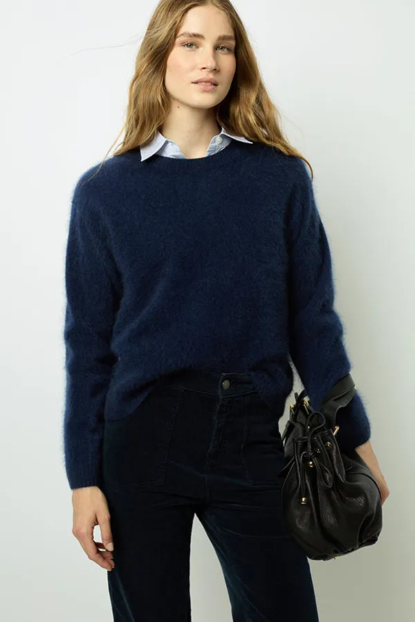 Gerard Darel JASMINA BLUE BRUSHED CASHMERE SWEATER