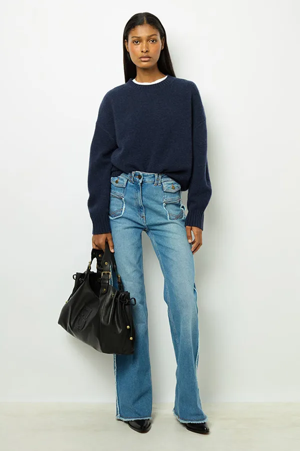 Gerard Darel JEANNIC BLUE OVERSIZED WOOL SWEATER