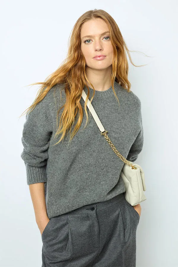 Gerard Darel JEANNIC GREY OVERSIZED WOOL SWEATER