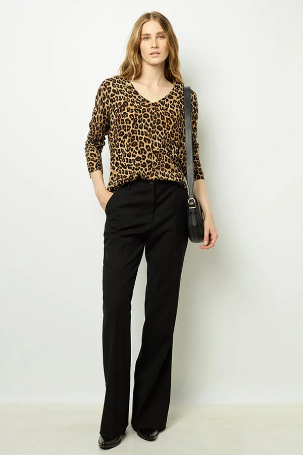 Gerard Darel JINENE LEOPARD PRINT WOOL SWEATER