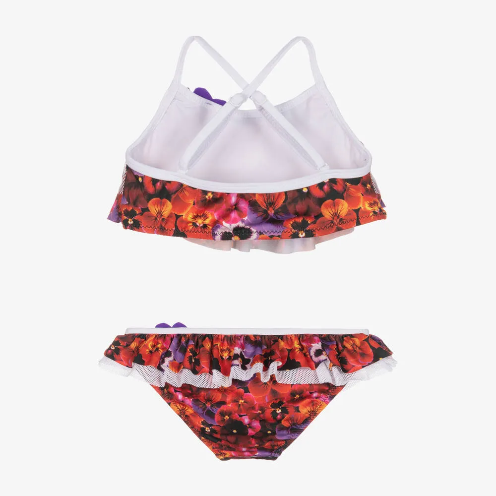 Girls Red Floral Bikini (UV50)