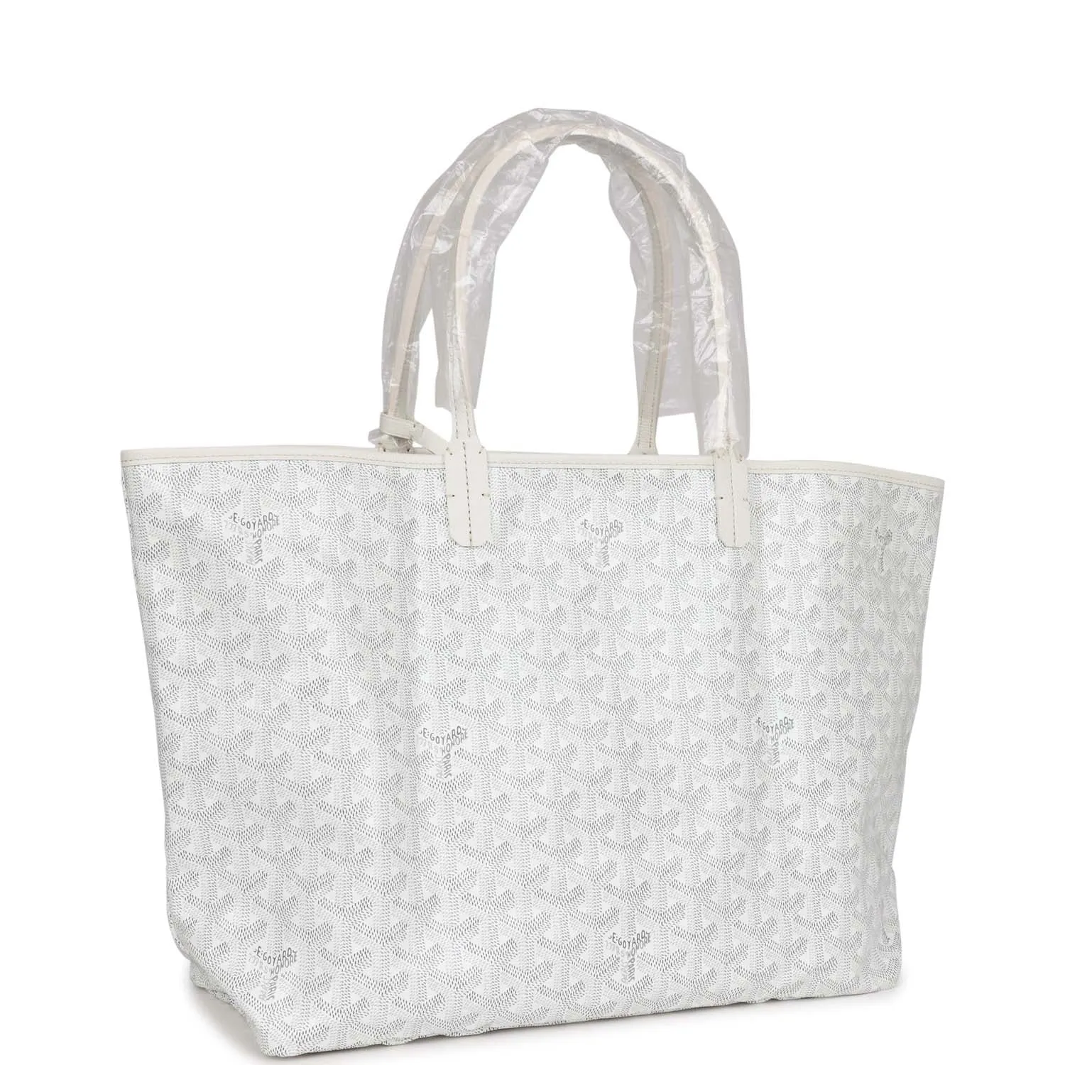 Goyard Goyardine White St. Louis PM Tote Bag Palladium Hardware