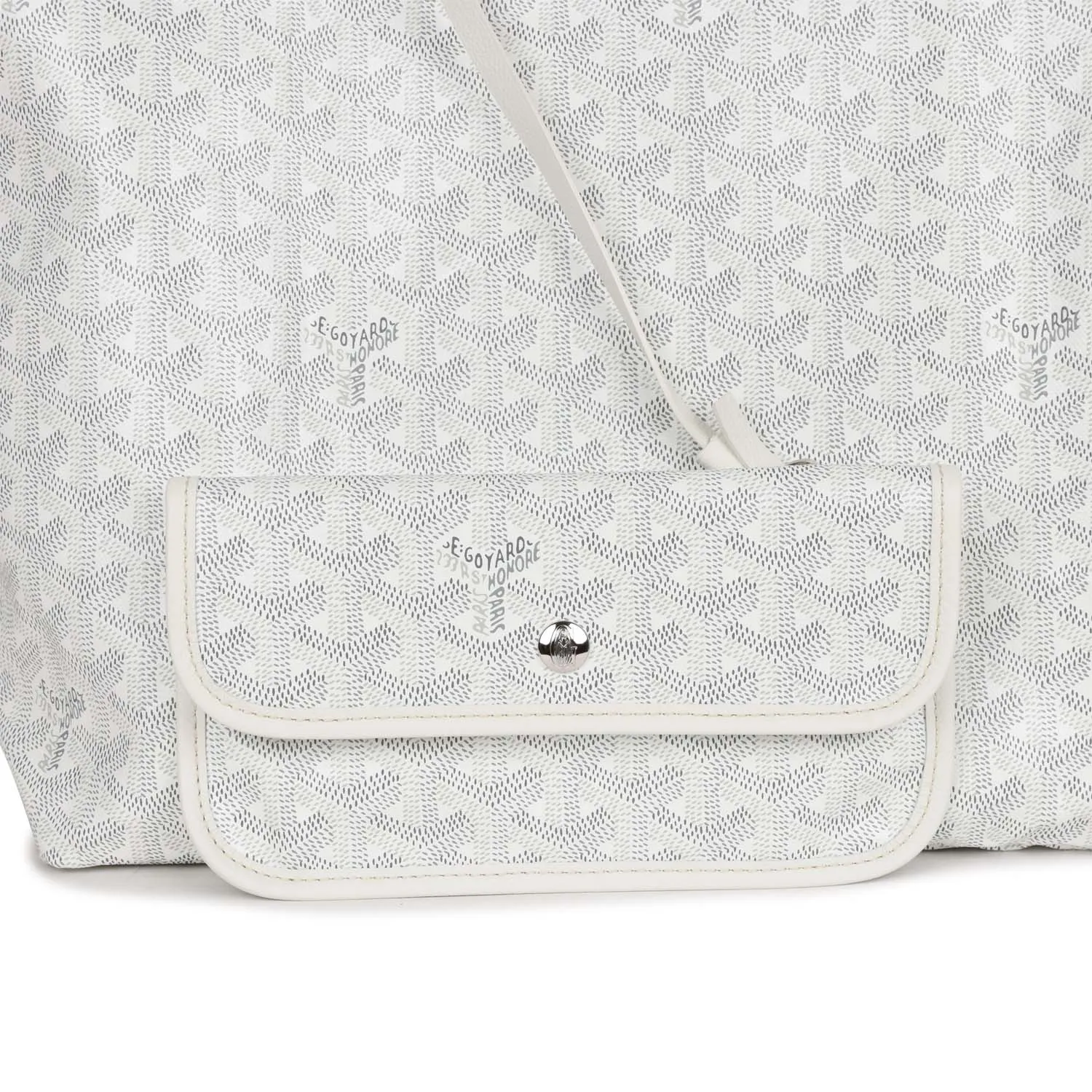 Goyard Goyardine White St. Louis PM Tote Bag Palladium Hardware