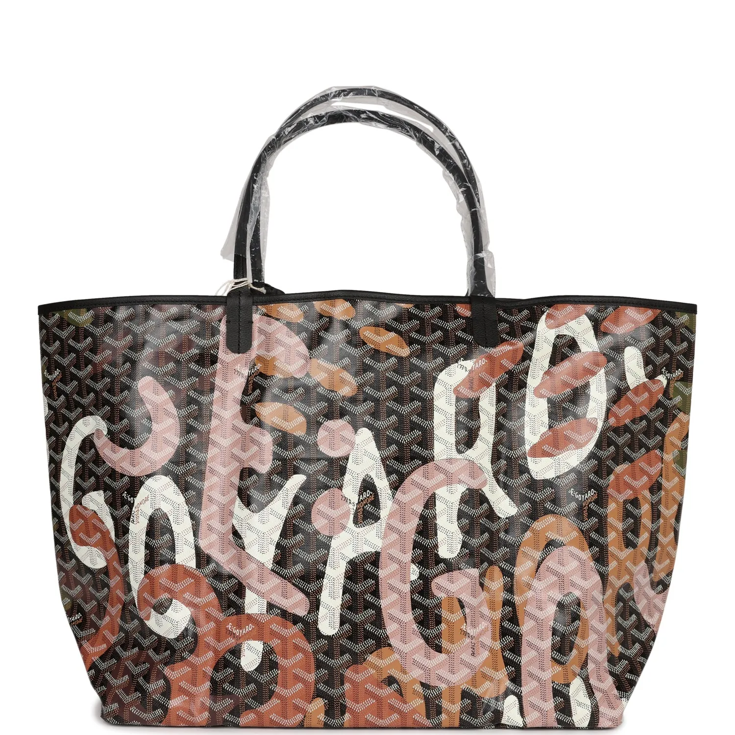 Goyard Limited Edition Black Goyardine Canvas Lettres Camouflage St. Louis GM Tote Bag Palladium Hardware