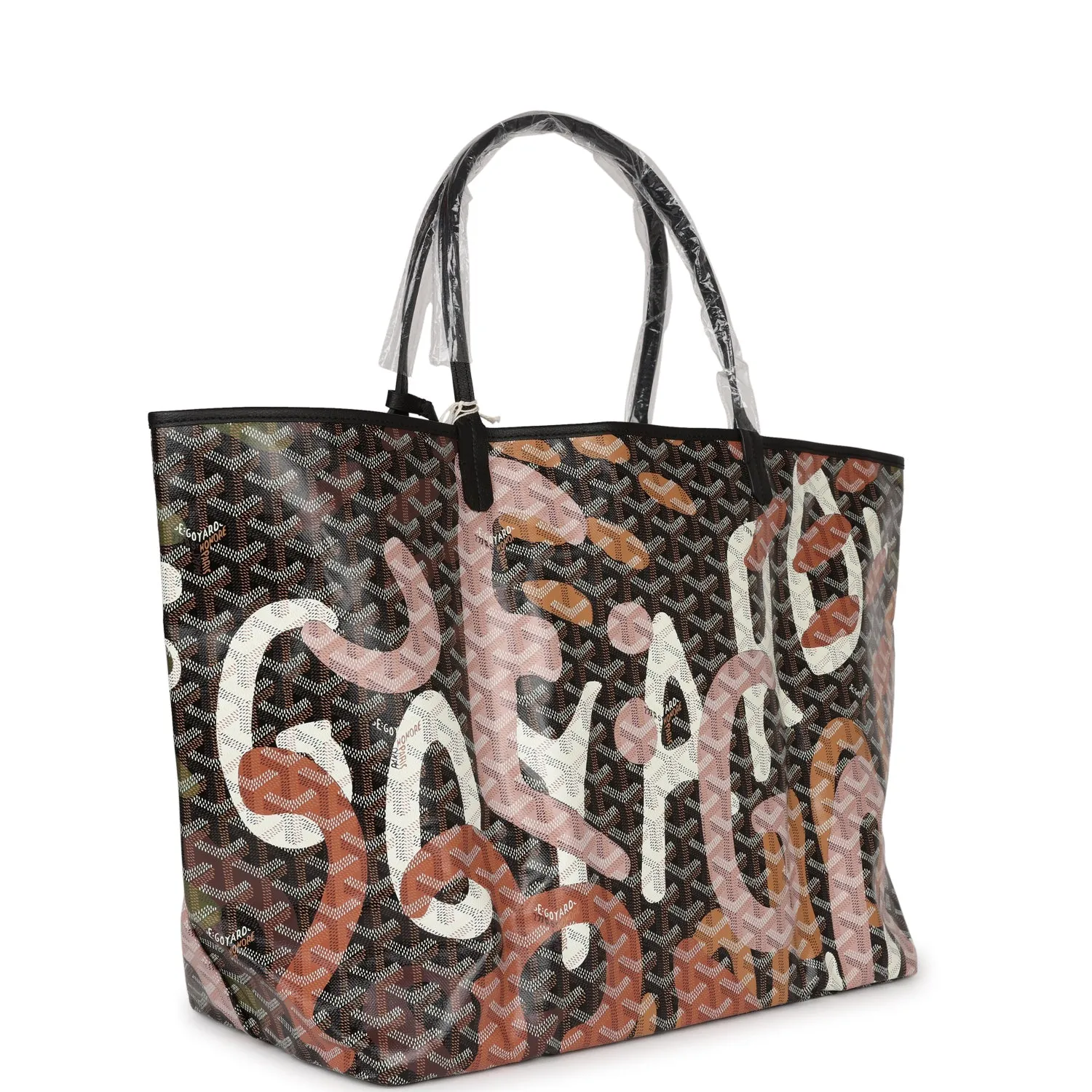 Goyard Limited Edition Black Goyardine Canvas Lettres Camouflage St. Louis GM Tote Bag Palladium Hardware