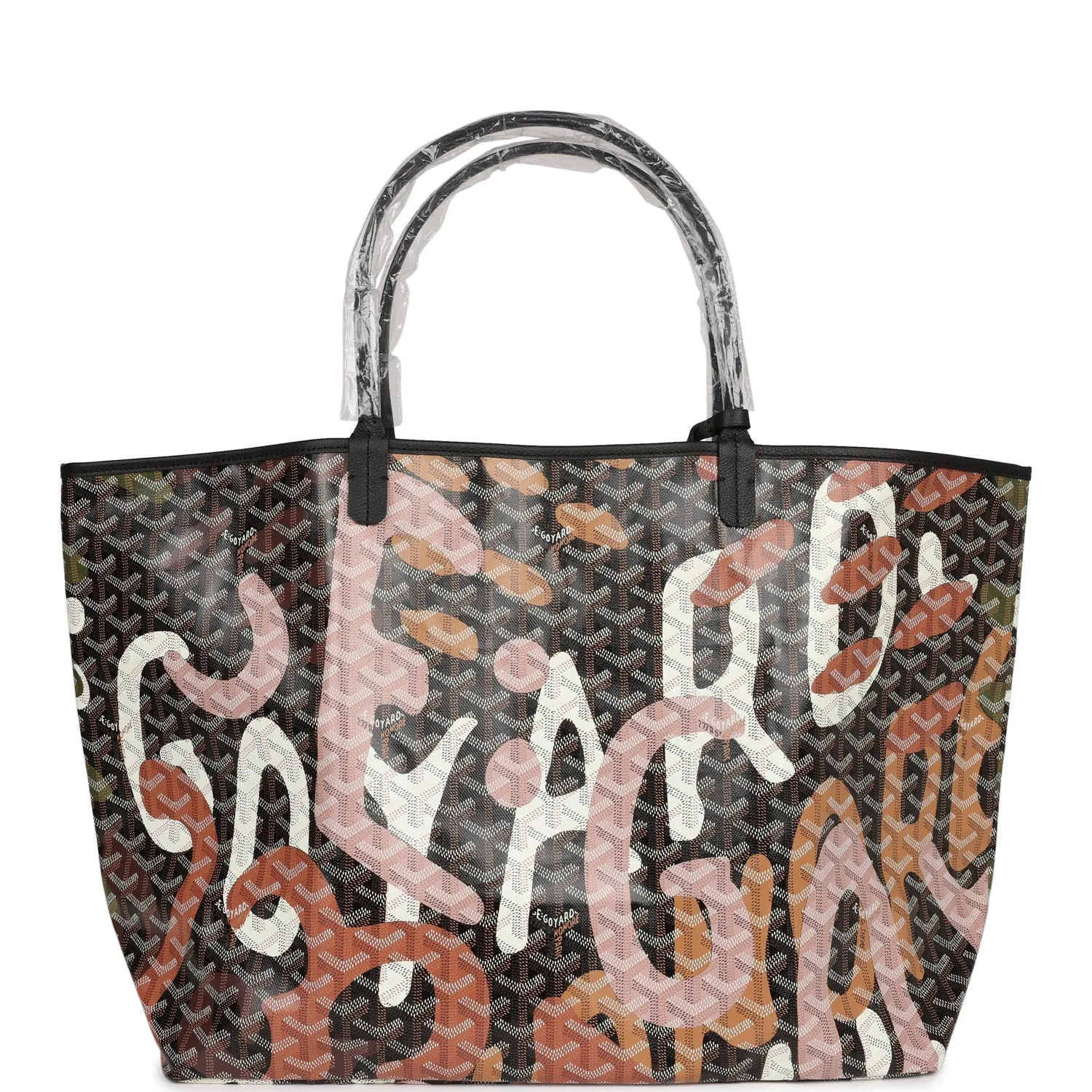 Goyard Limited Edition Black Goyardine Canvas Lettres Camouflage St. Louis GM Tote Bag Palladium Hardware