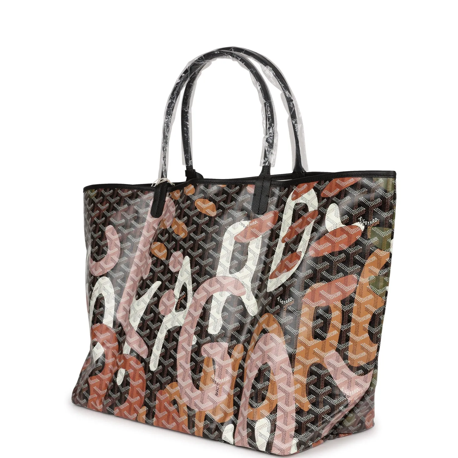 Goyard Limited Edition Black Goyardine Canvas Lettres Camouflage St. Louis GM Tote Bag Palladium Hardware