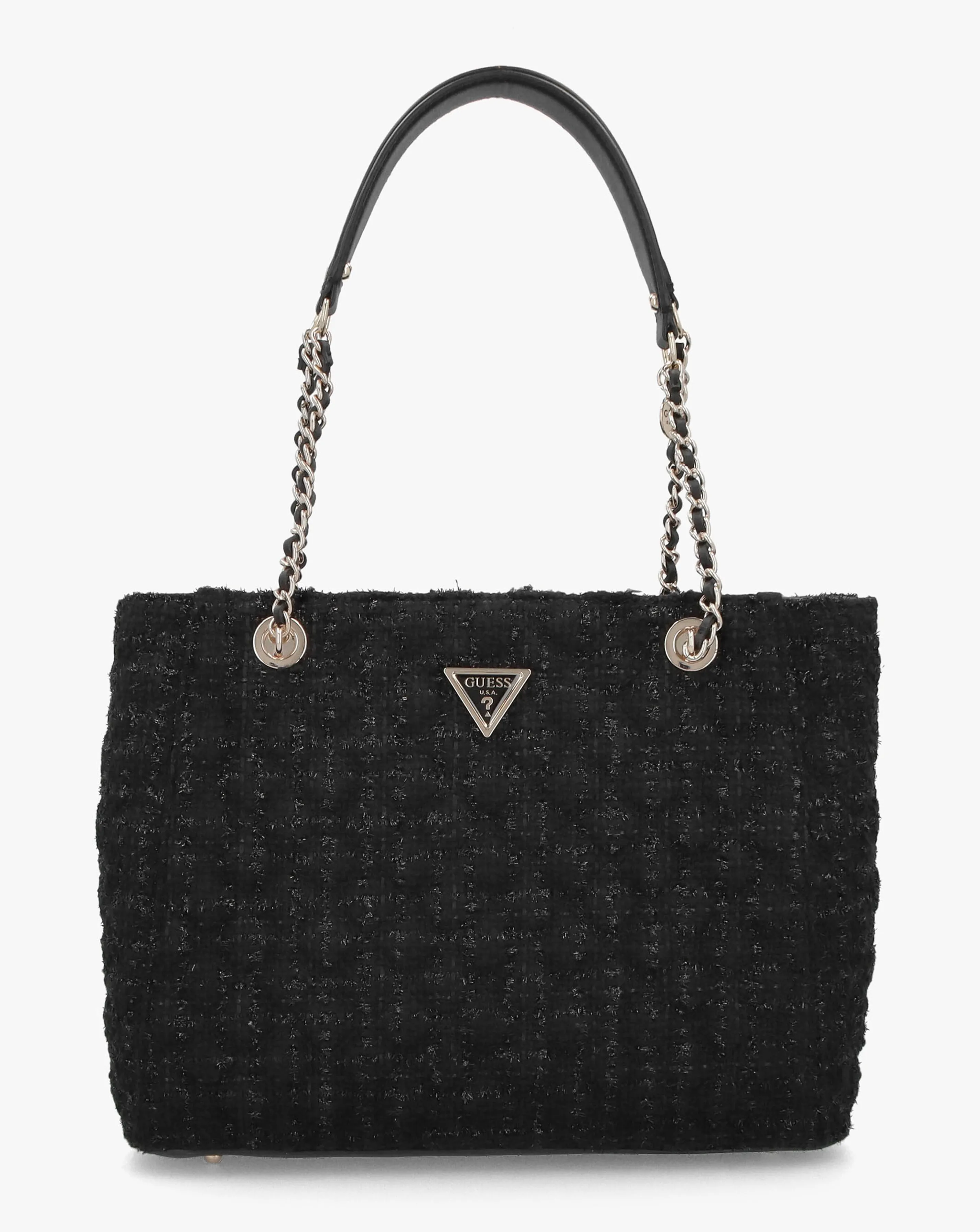 Guess Large Giully Black Tweed Tote Bag