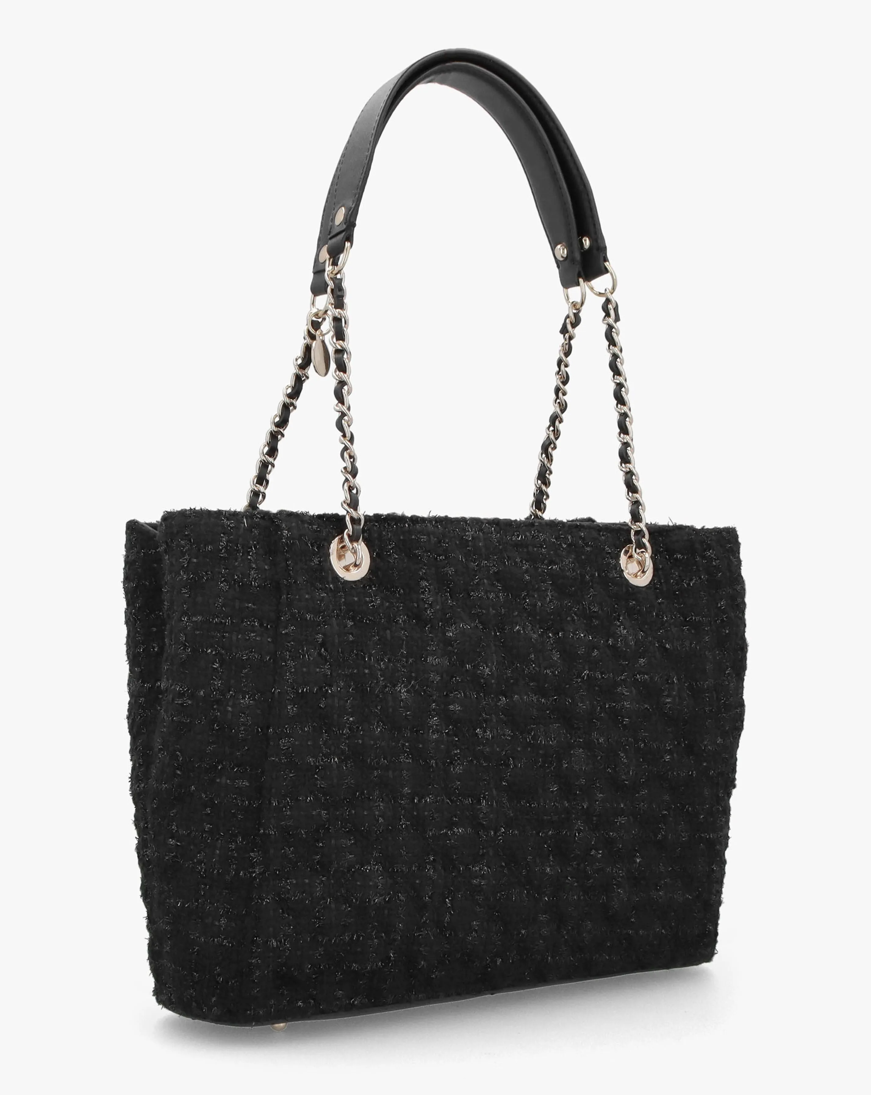 Guess Large Giully Black Tweed Tote Bag