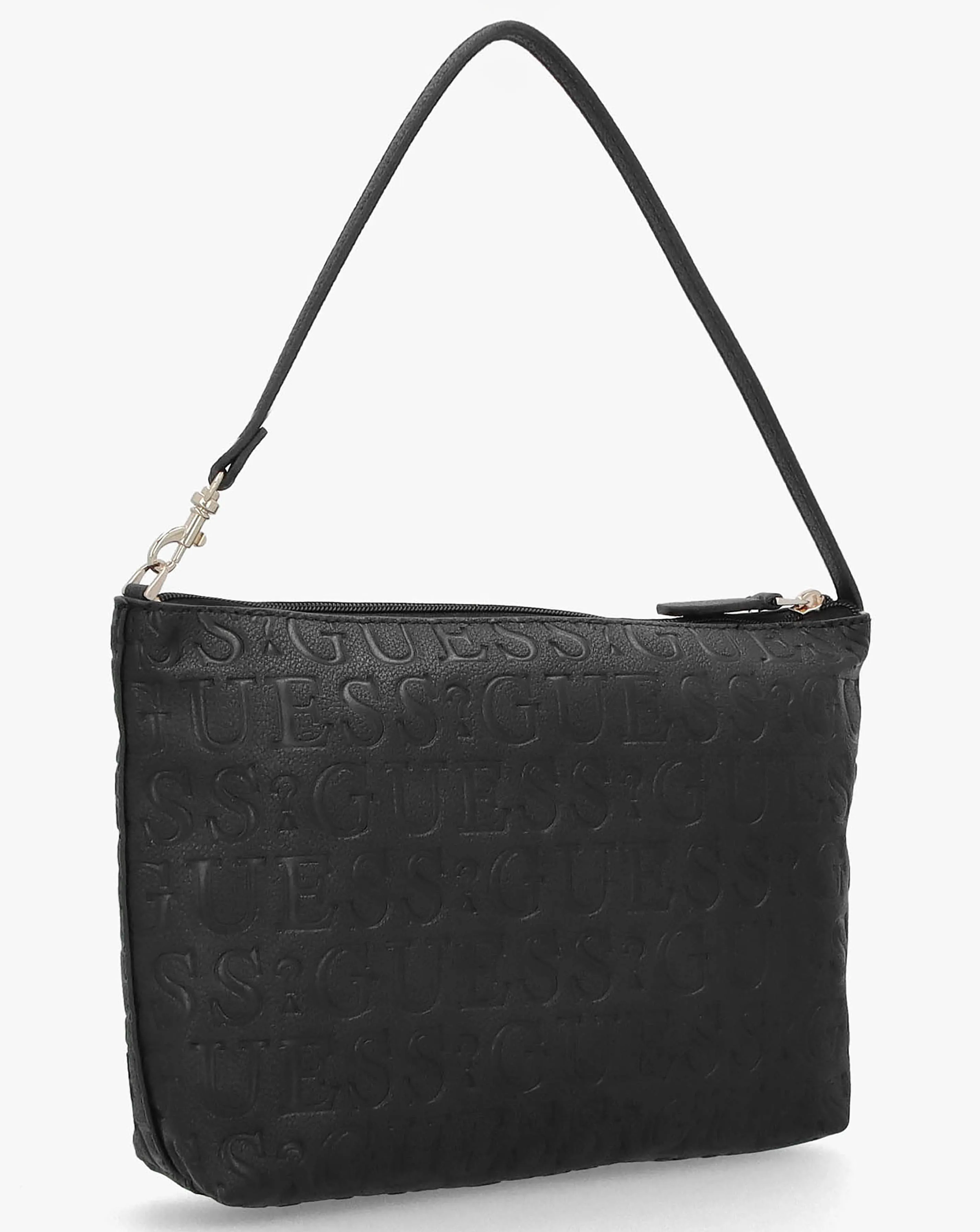 Guess Vikky II Black Debossed Logo Tote Bag