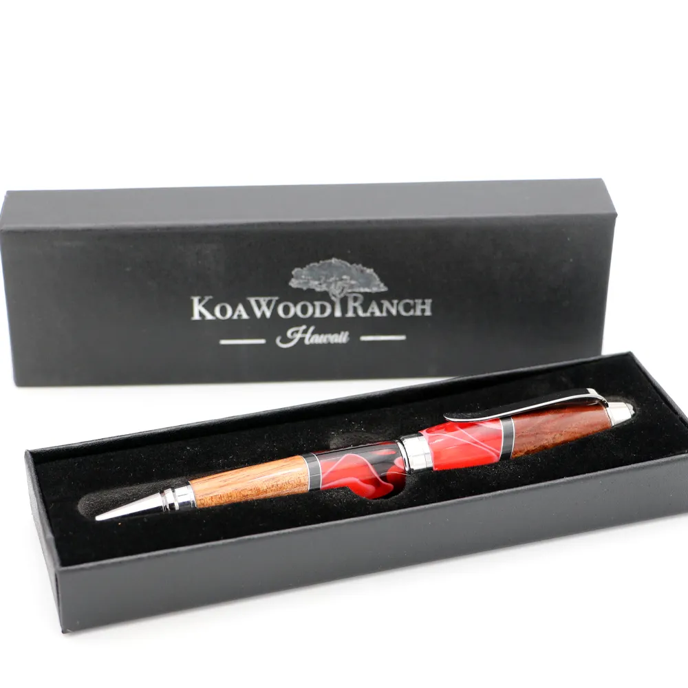 Hawaiian Koa and Red Resin Cigar Pen