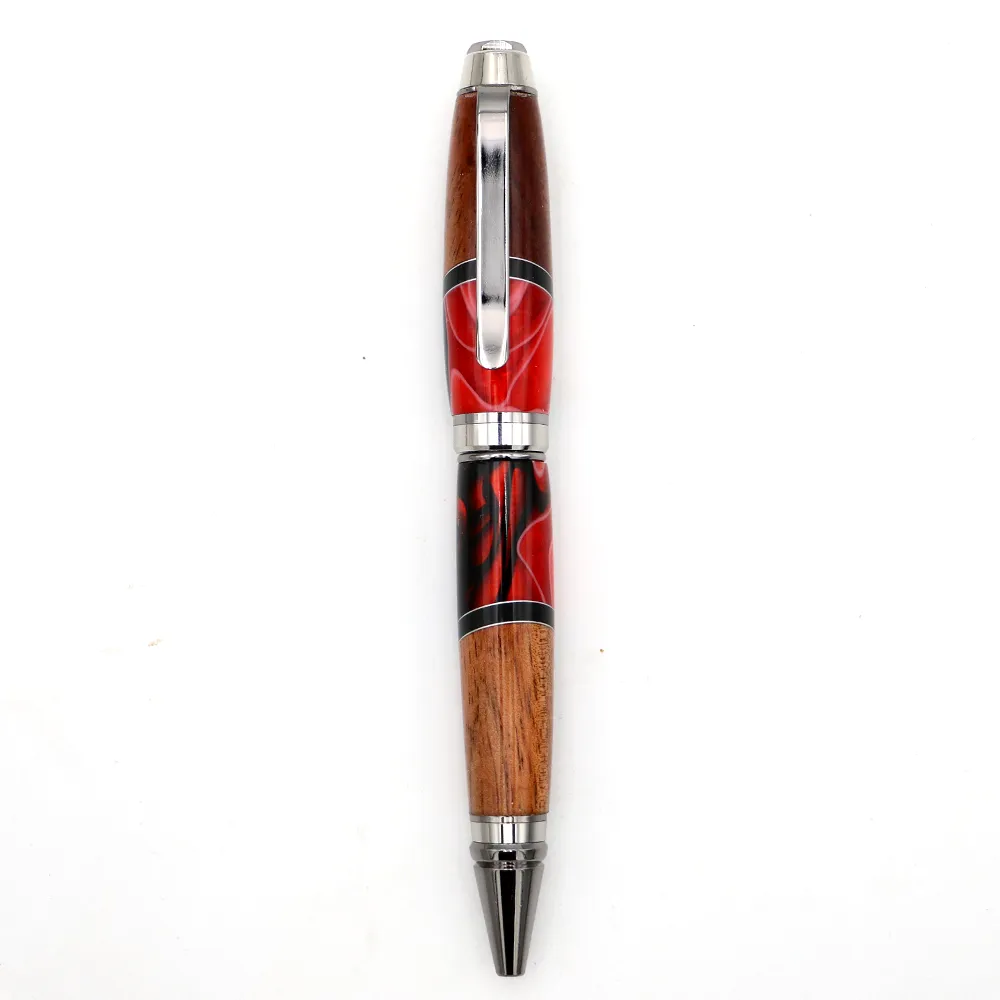 Hawaiian Koa and Red Resin Cigar Pen