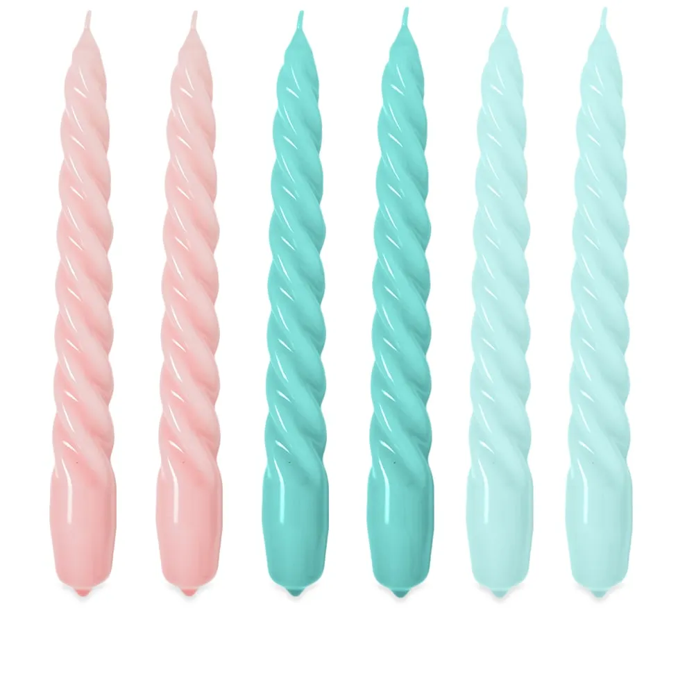 HAY Twist Candle - Set of 6Arctic Blue, Teal & Pink