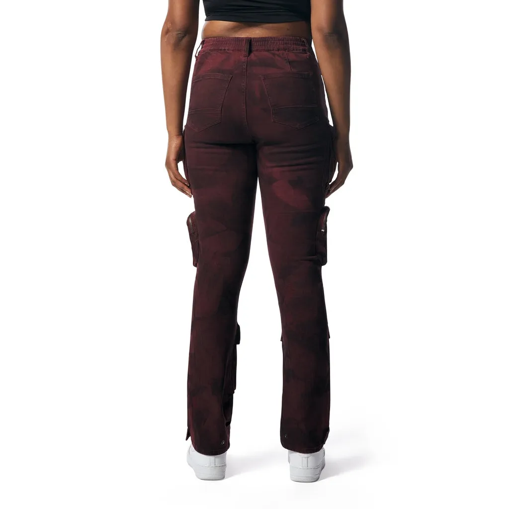 High Rise Straight Leg Utility Cargo Pants - Rhubarb