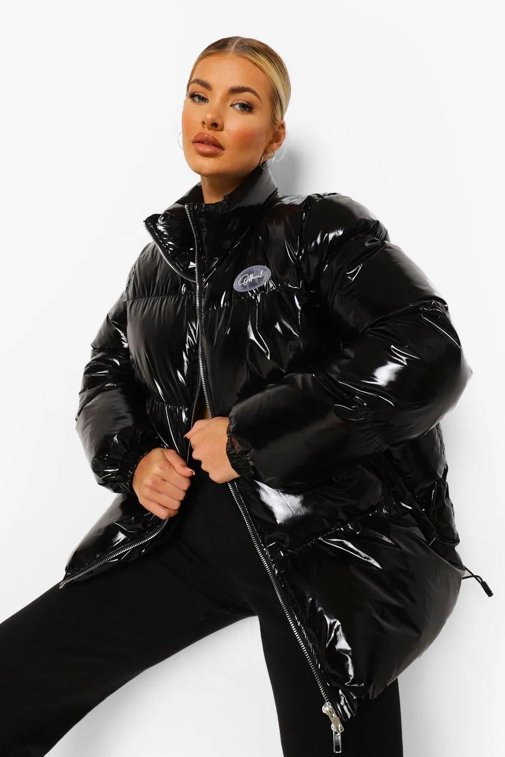 High Shine Funnel Neck Puffer Jacket