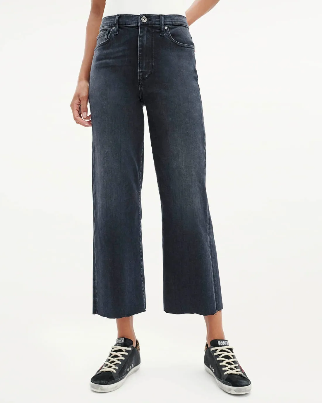 High Waist Crop Wide Leg Jeans