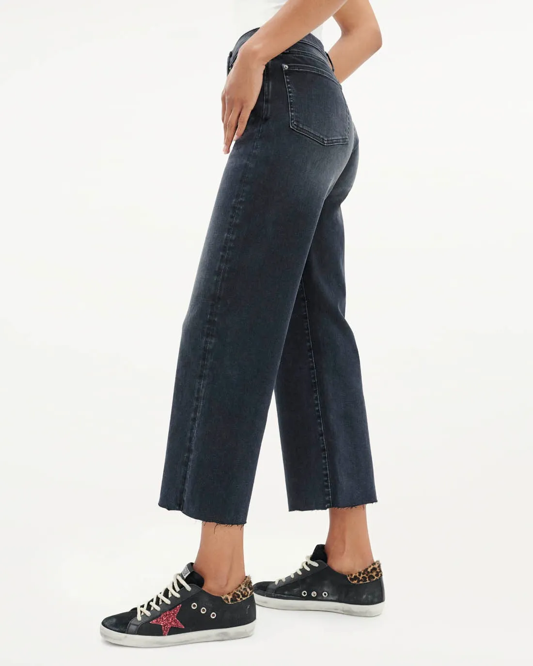 High Waist Crop Wide Leg Jeans