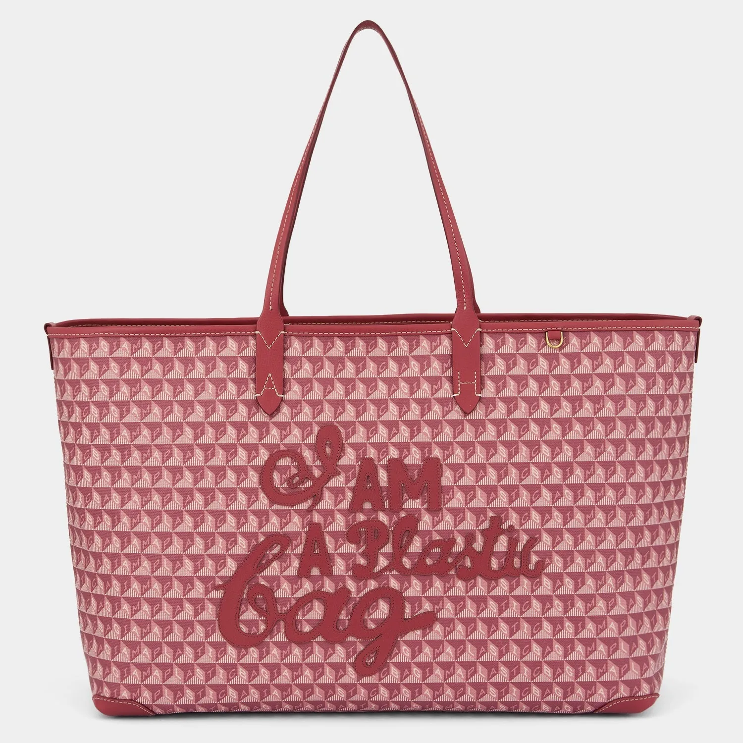 I Am A Plastic Bag Zipped Motif Tote-              