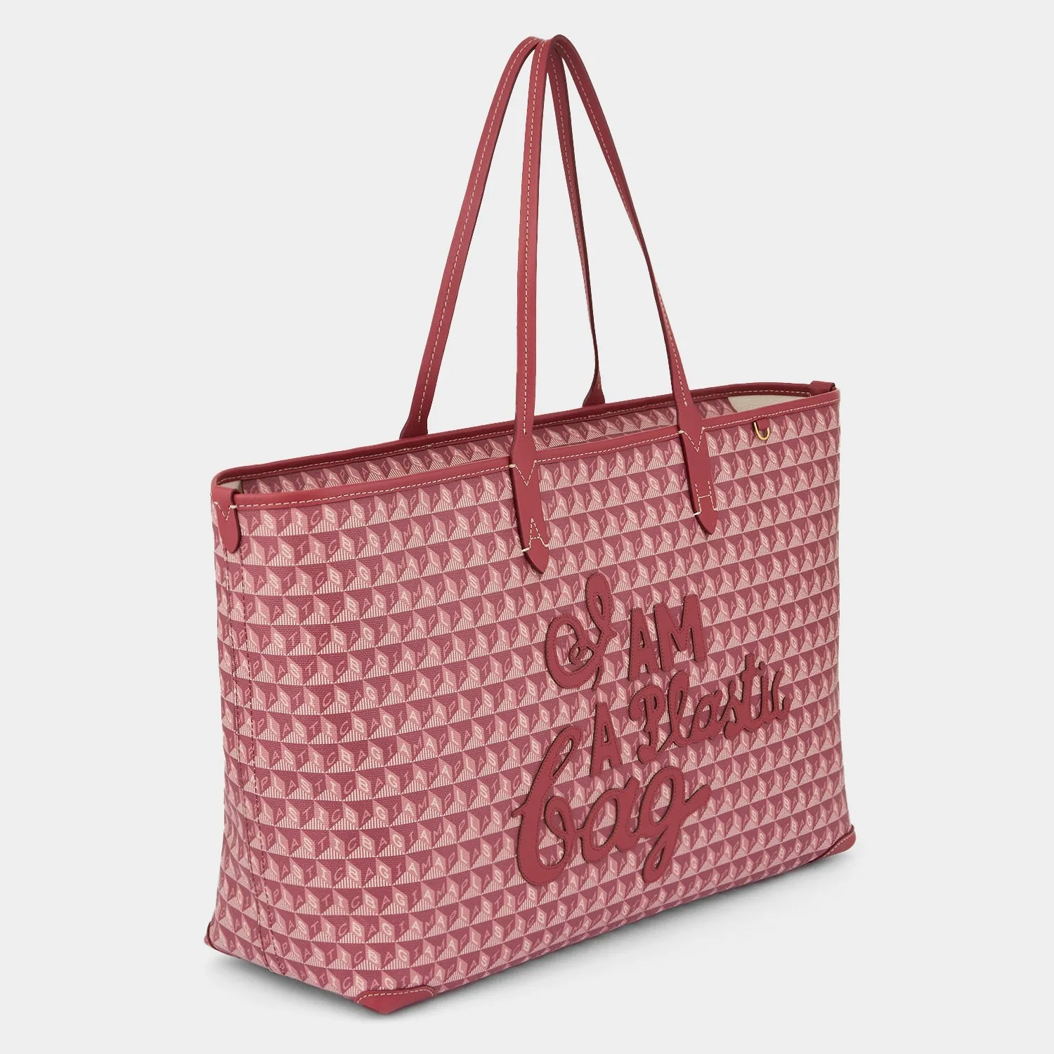 I Am A Plastic Bag Zipped Motif Tote-              