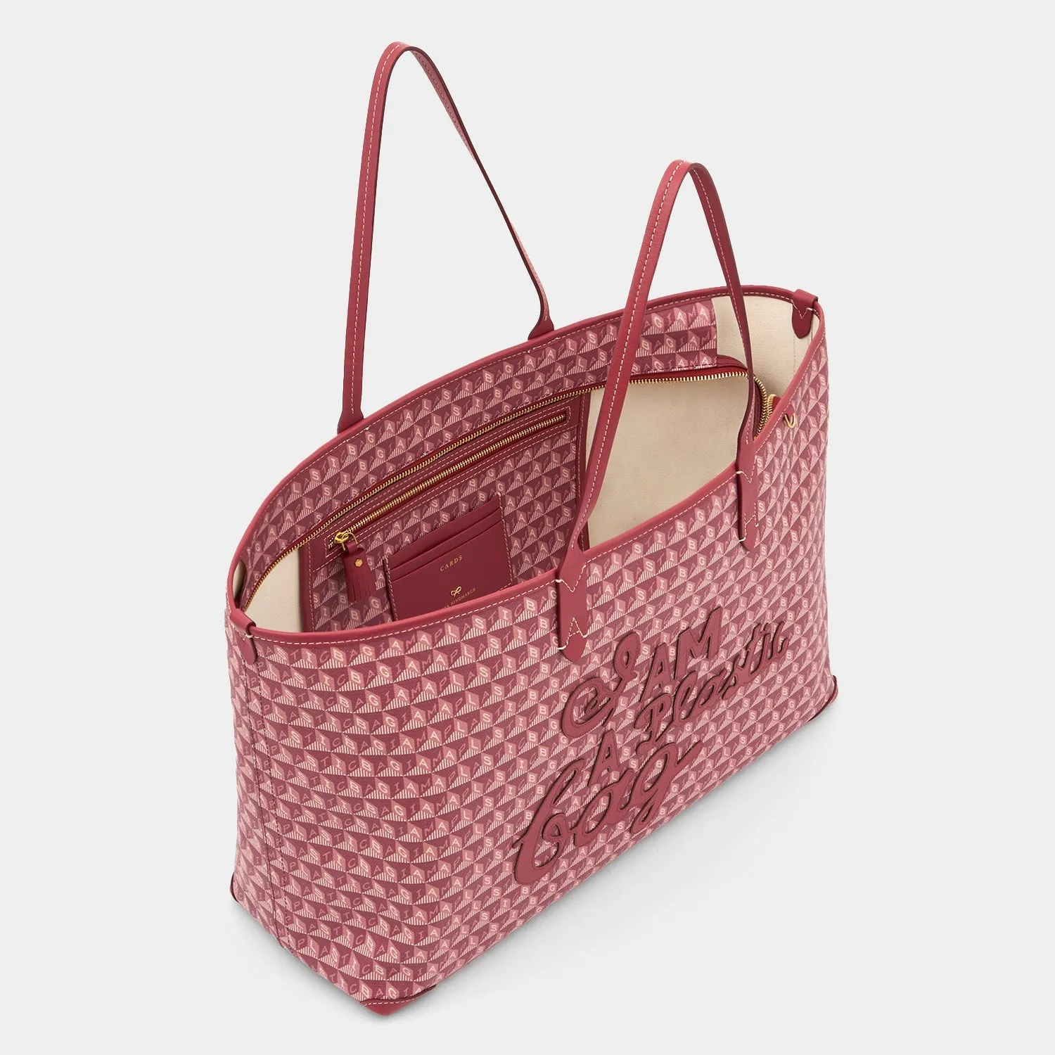 I Am A Plastic Bag Zipped Motif Tote-              