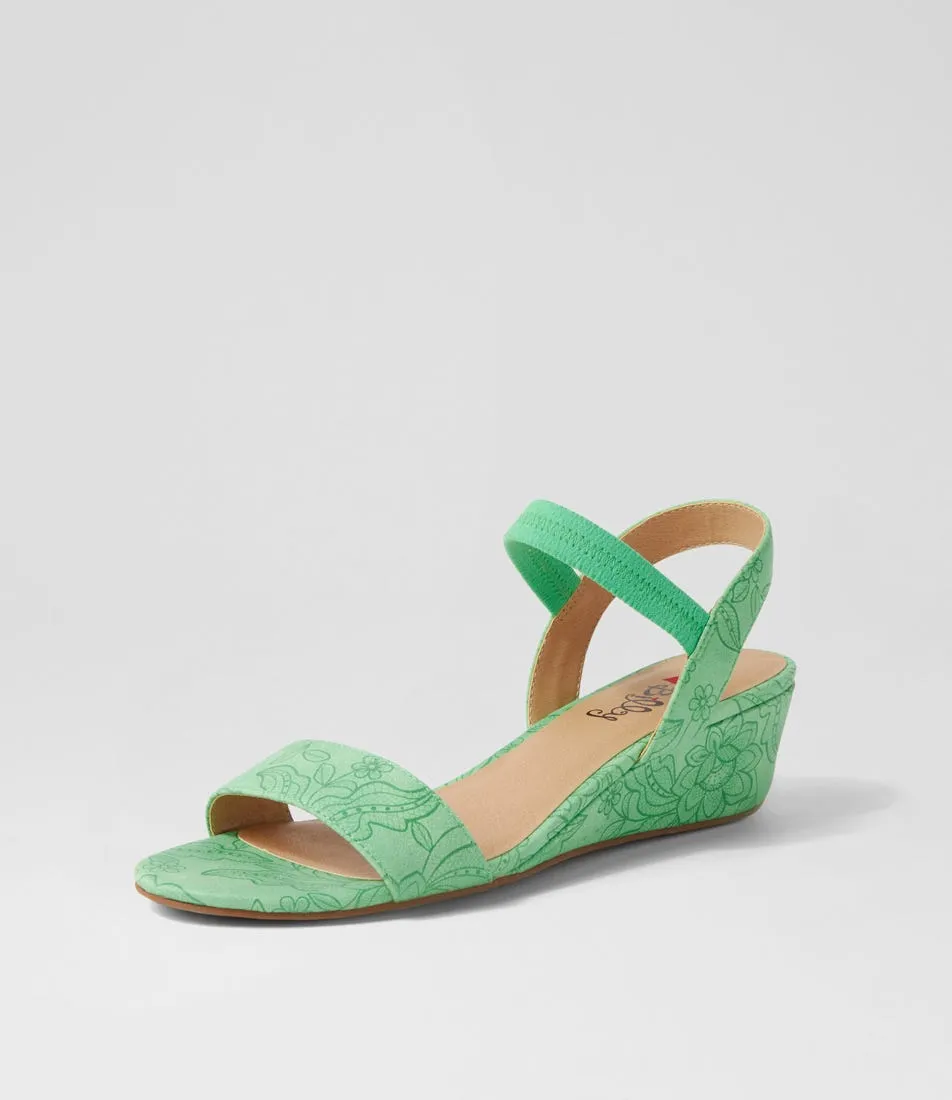 I LOVE BILLY Blissy Green Imprint Sandals