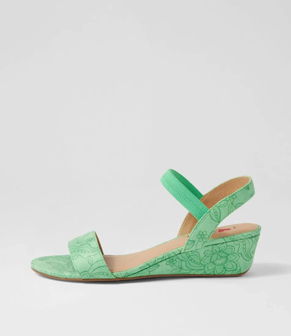 I LOVE BILLY Blissy Green Imprint Sandals