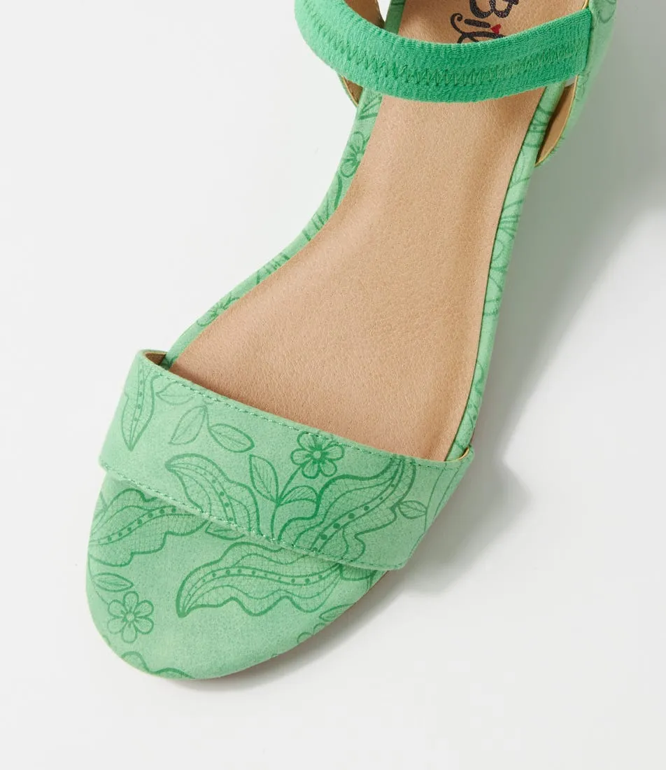 I LOVE BILLY Blissy Green Imprint Sandals