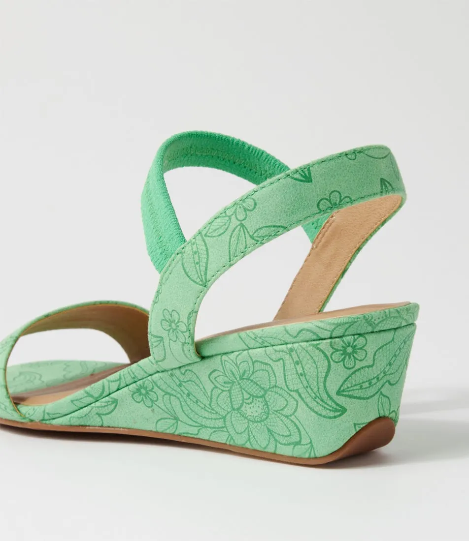 I LOVE BILLY Blissy Green Imprint Sandals