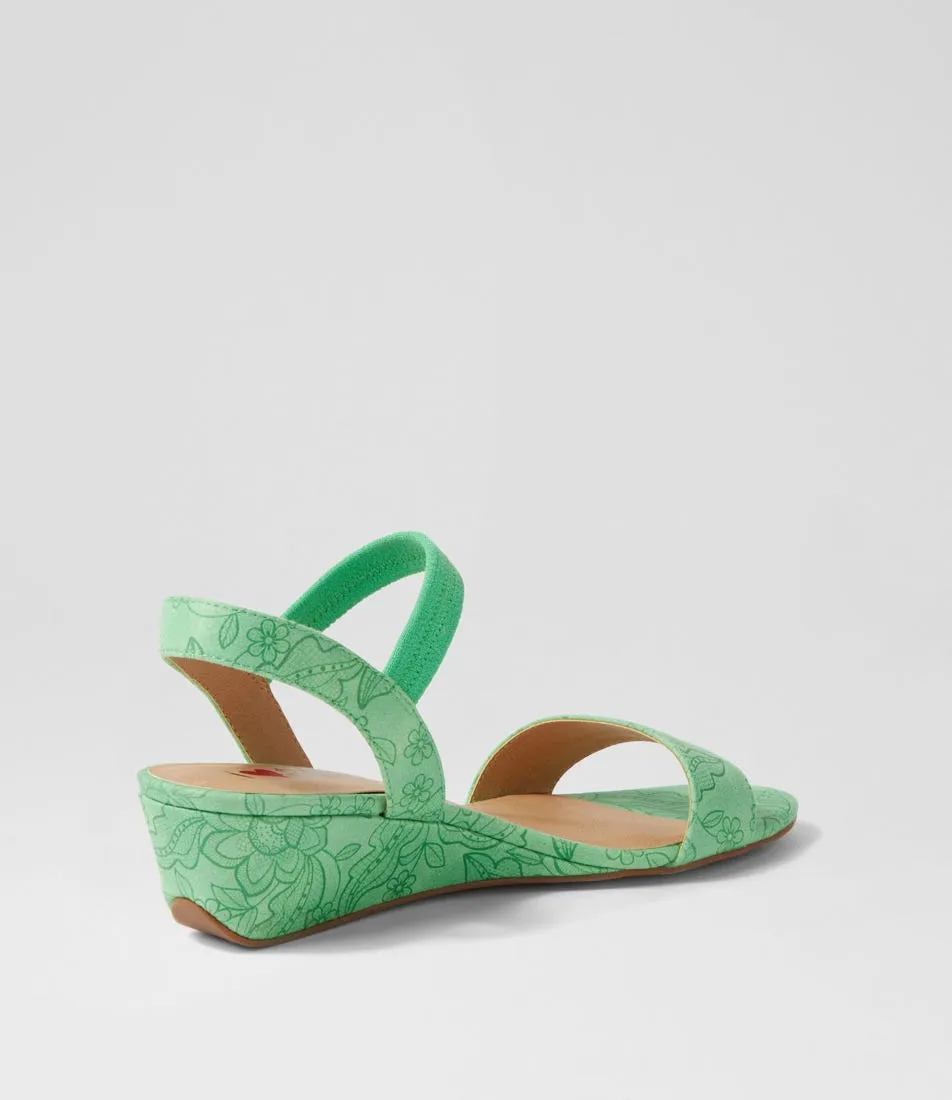 I LOVE BILLY Blissy Green Imprint Sandals