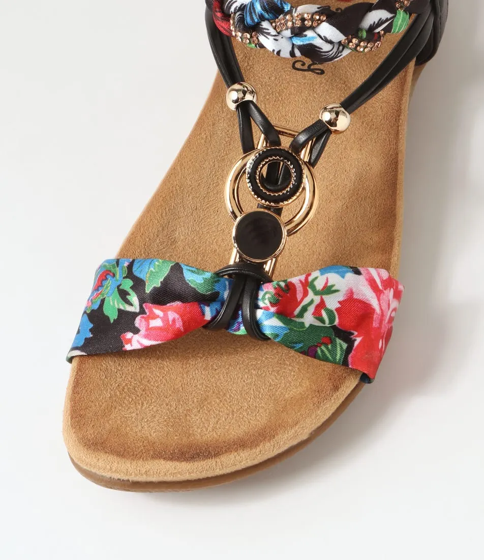 I LOVE BILLY Fhiser Black Multi Sandals