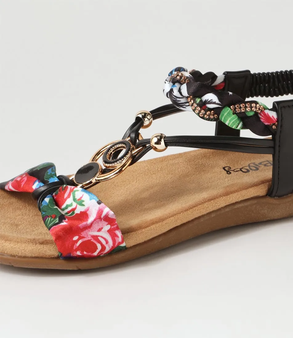 I LOVE BILLY Fhiser Black Multi Sandals