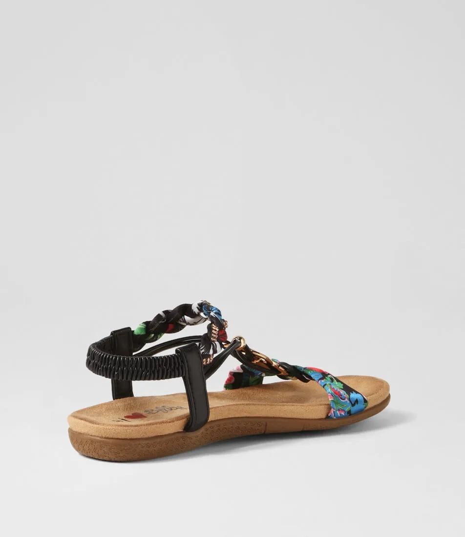 I LOVE BILLY Fhiser Black Multi Sandals