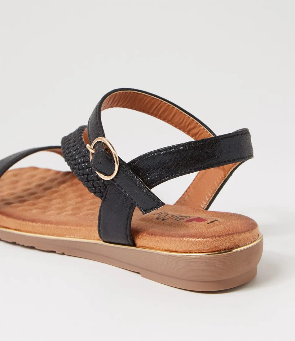 I LOVE BILLY Merleo Black Shimmer Multi Sandals