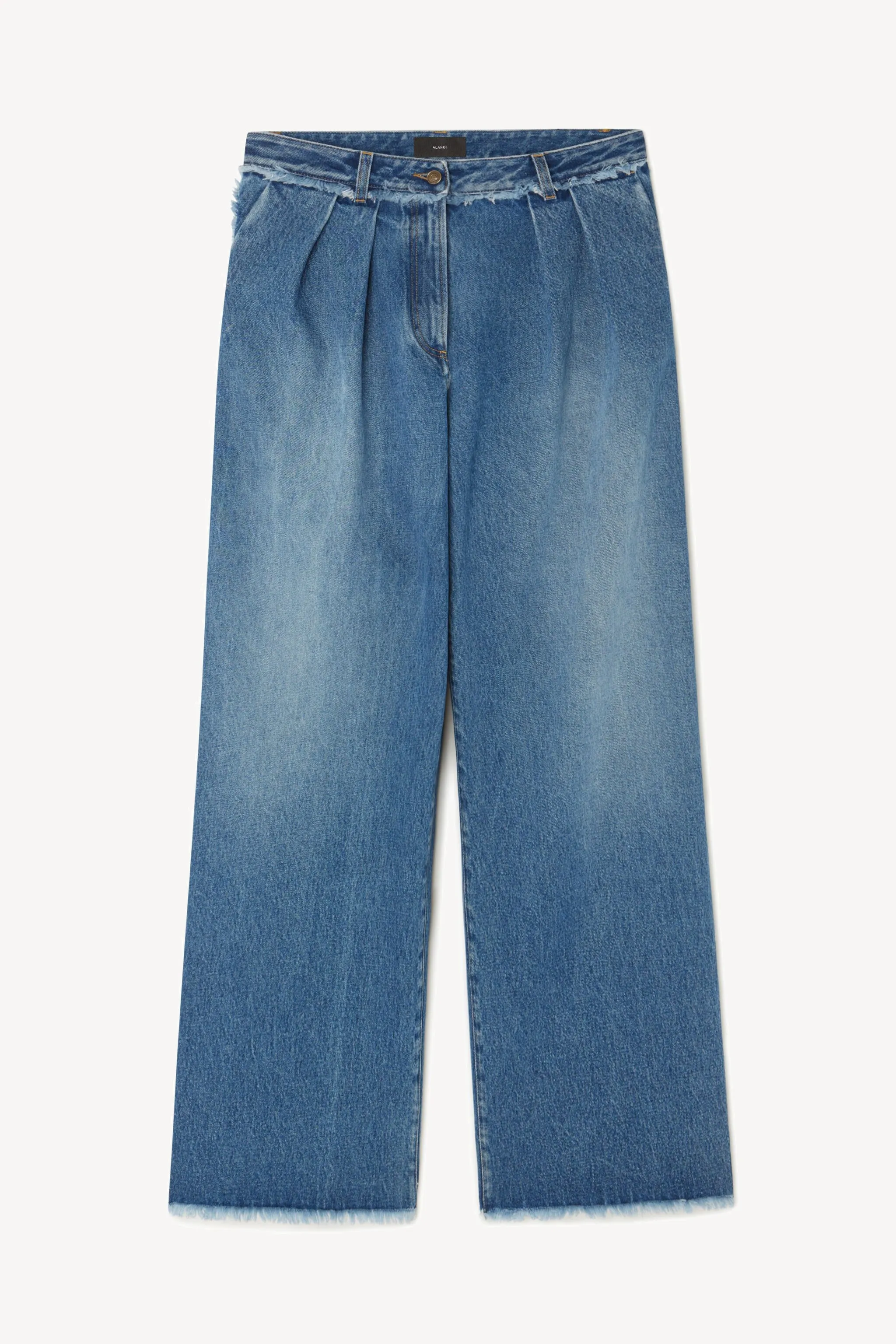 Jeans Fringed in Dark Blue Denim