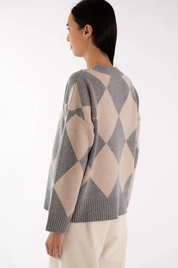 Jeff ELODIE DIAMONDS GREY SWEATER