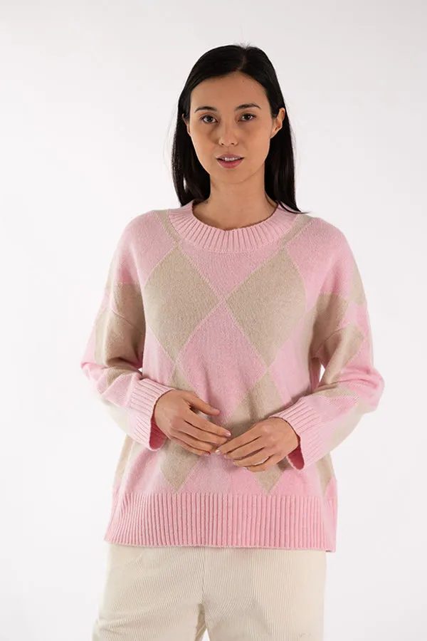 Jeff ELODIE DIAMONDS PINK SWEATER