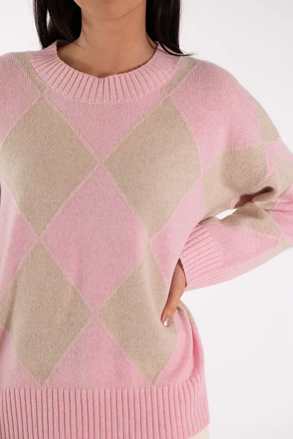 Jeff ELODIE DIAMONDS PINK SWEATER