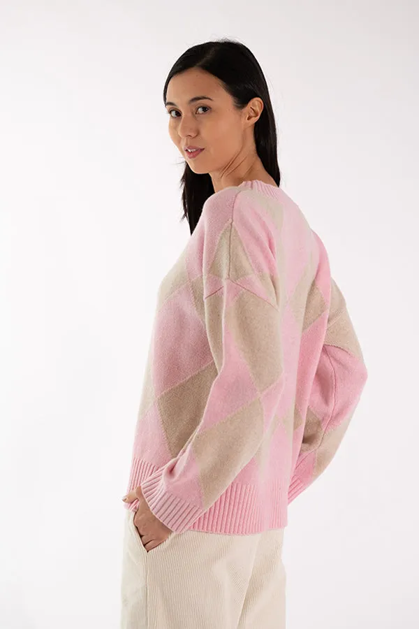 Jeff ELODIE DIAMONDS PINK SWEATER