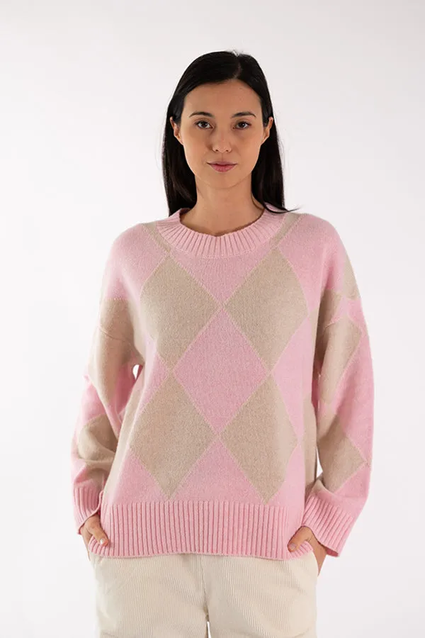 Jeff ELODIE DIAMONDS PINK SWEATER