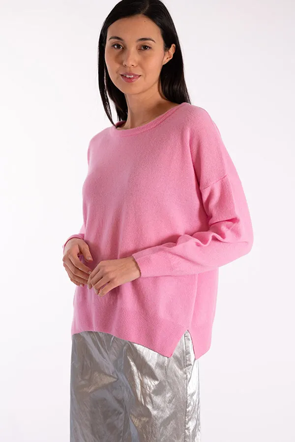 Jeff INDIANA BARBIE PINK CASHMERE CREWNECK SWEATER